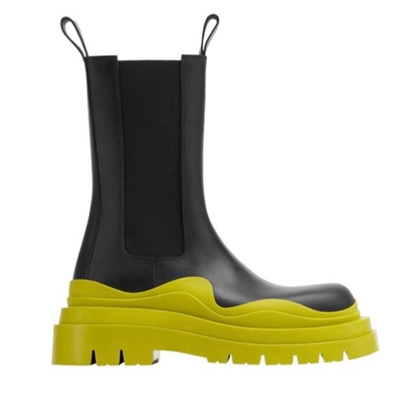 BOTTEGA VENETA ‘TIRE’ Platform Chelsea Boots Kiwi 36 - Picture 1 of 9